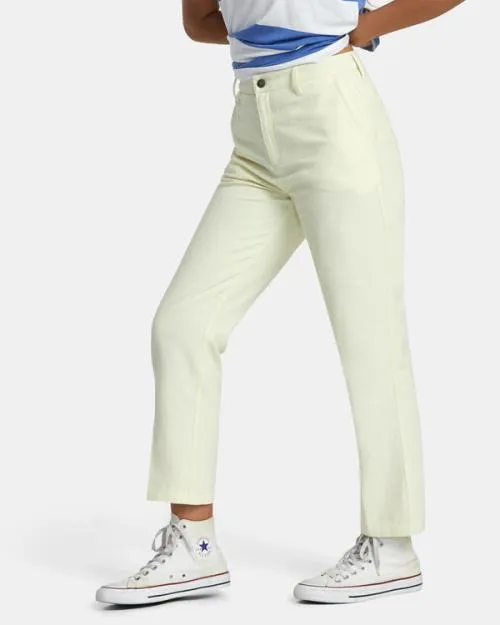 Rvca Weekend Cotton Pants Natural Women Pants