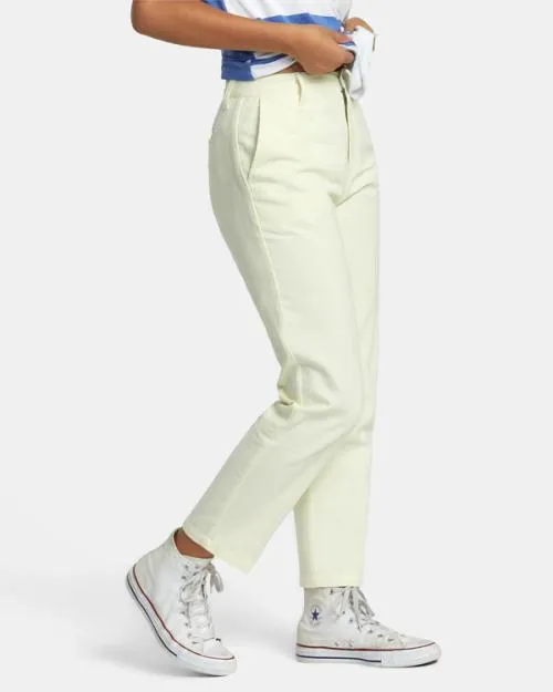Rvca Weekend Cotton Pants Natural Women Pants