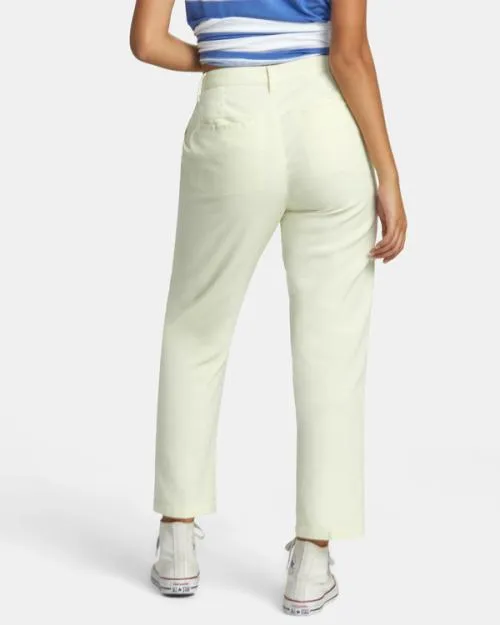 Rvca Weekend Cotton Pants Natural Women Pants