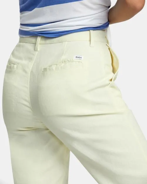 Rvca Weekend Cotton Pants Natural Women Pants