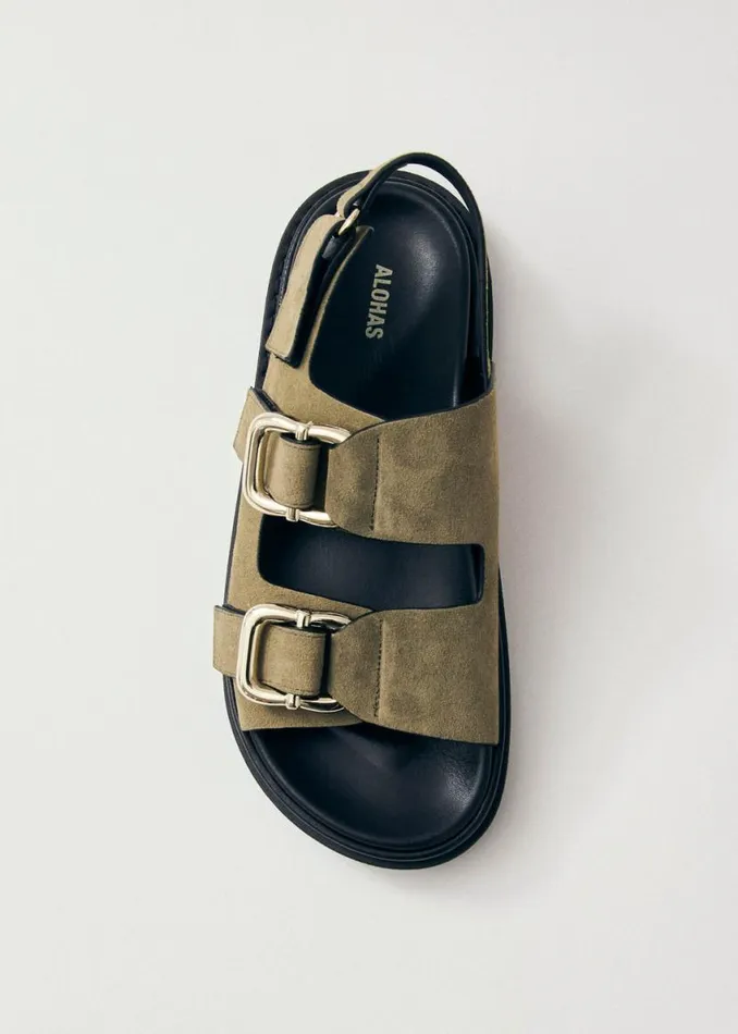 Sandals Women ALOHAS Harper Suede Khaki Leather Sandals