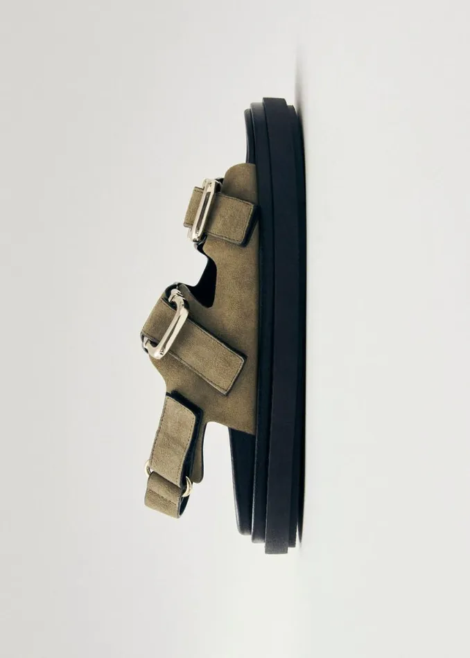 Sandals Women ALOHAS Harper Suede Khaki Leather Sandals
