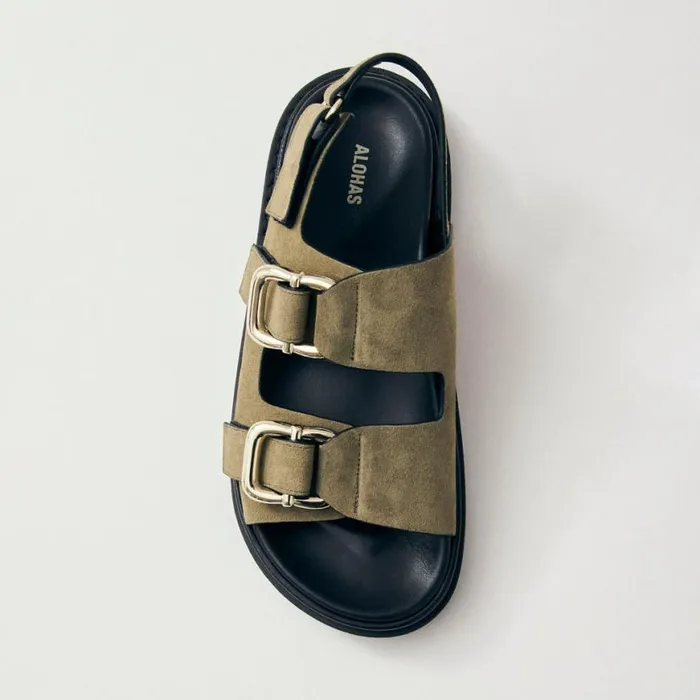 Sandals Women ALOHAS Harper Suede Khaki Leather Sandals