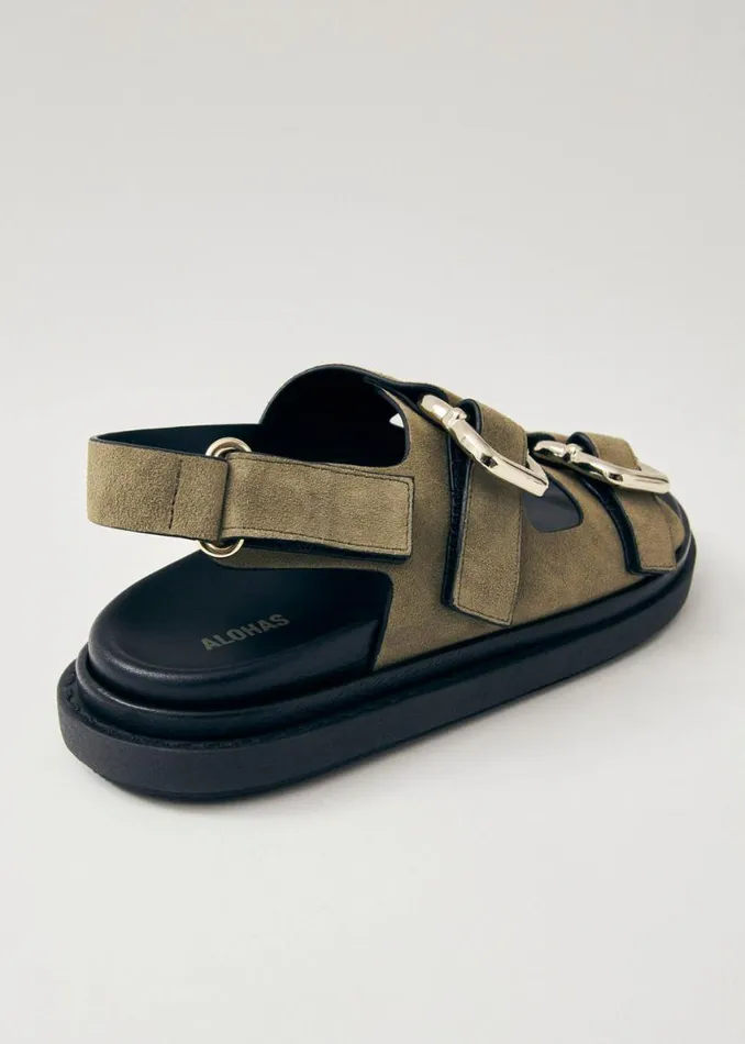 Sandals Women ALOHAS Harper Suede Khaki Leather Sandals
