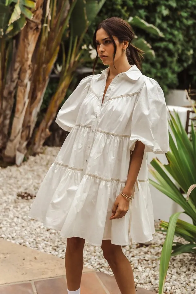 Savannah Mini Dress In White White Women Bohme Dresses