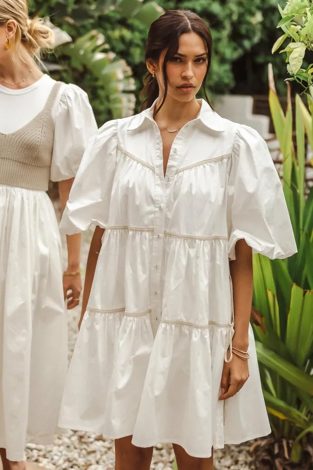 Savannah Mini Dress In White White Women Bohme Dresses