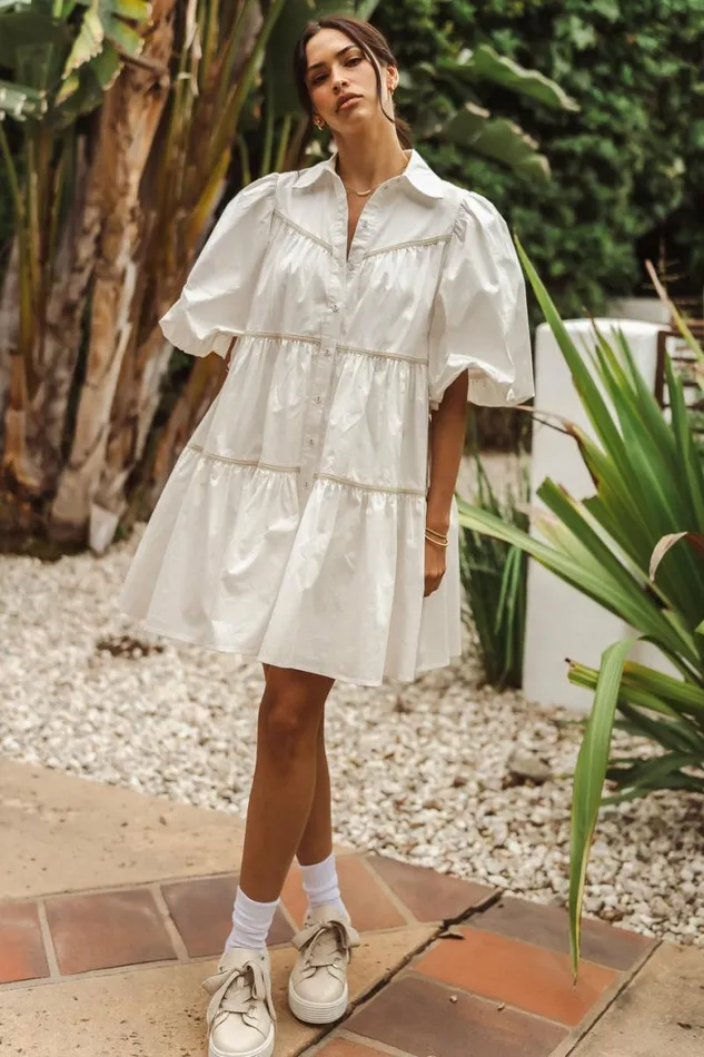 Savannah Mini Dress In White White Women Bohme Dresses
