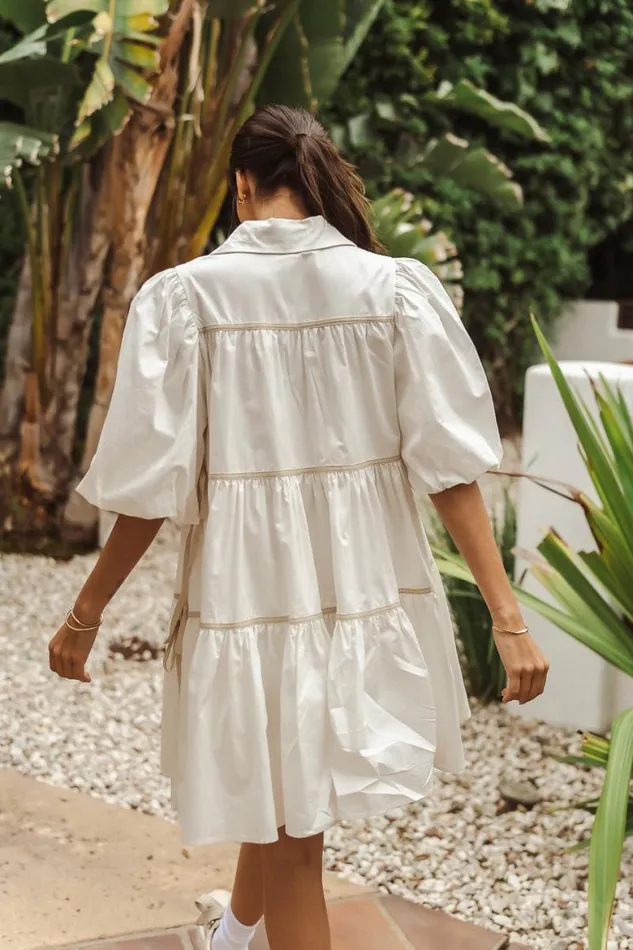 Savannah Mini Dress In White White Women Bohme Dresses