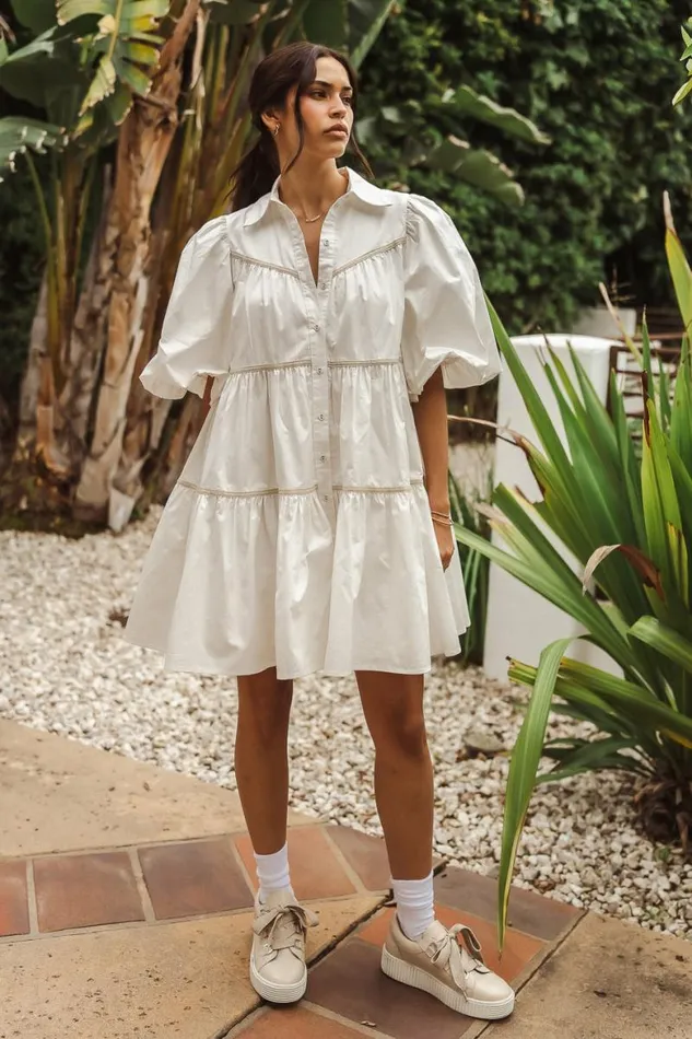 Savannah Mini Dress In White White Women Bohme Dresses