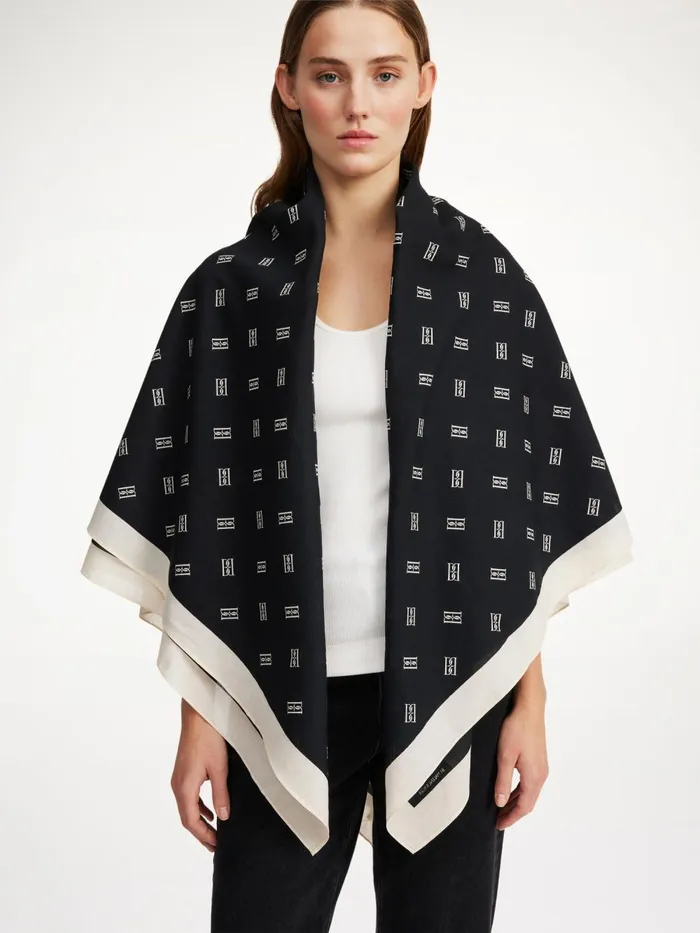 Scarves Women By Malene Birger Cialos Cotton Scarf Black Scarves Women By Malene Birger Cialos Cotton Scarf Black