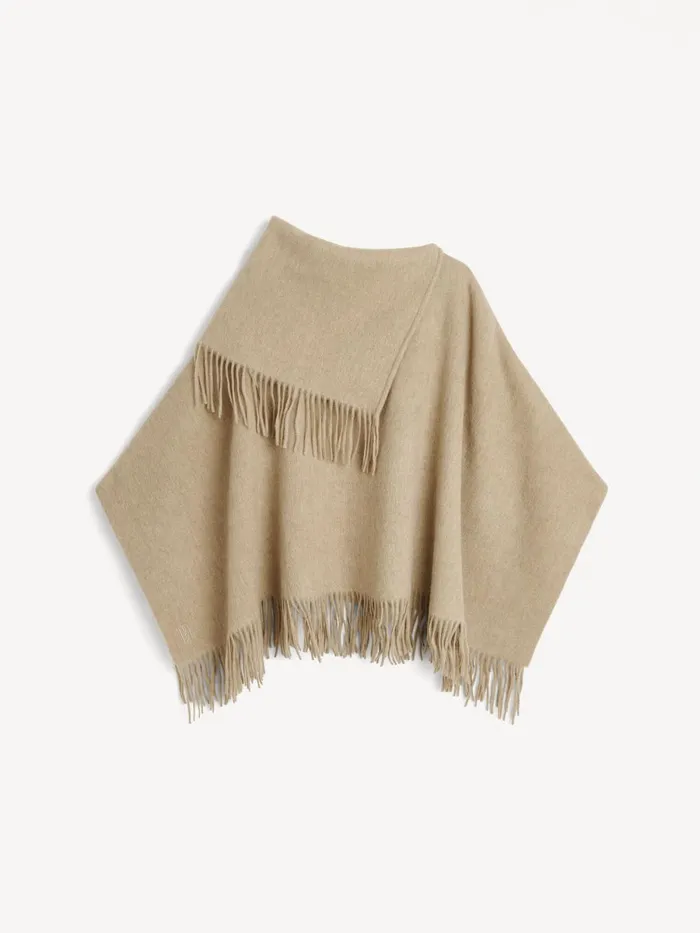 Scarves Women By Malene Birger Turtma Wool Poncho Grey Brown Melange
