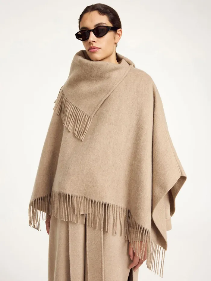 Scarves Women By Malene Birger Turtma Wool Poncho Grey Brown Melange Scarves Women By Malene Birger Turtma Wool Poncho Grey Brown Melange