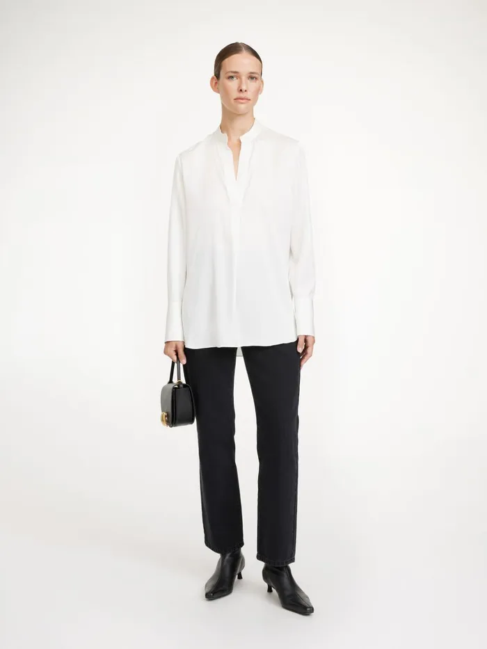 Shirts and Blouses Women By Malene Birger Mabillon Silk Shirt Soft White