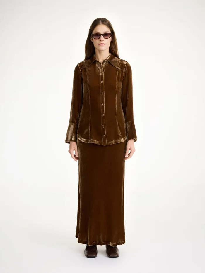 Shirts and Blouses Women By Malene Birger Rosiannas Velvet Shirt Bison