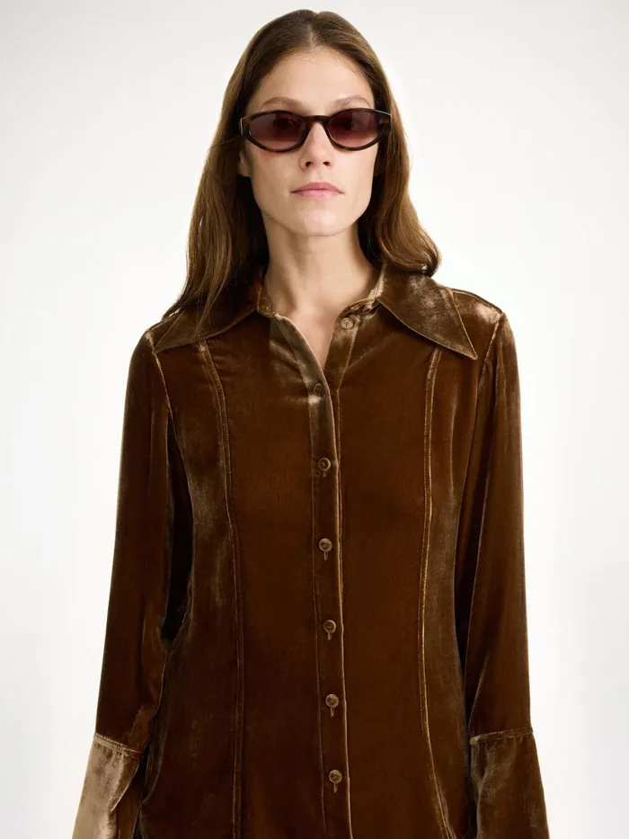 Shirts and Blouses Women By Malene Birger Rosiannas Velvet Shirt Bison