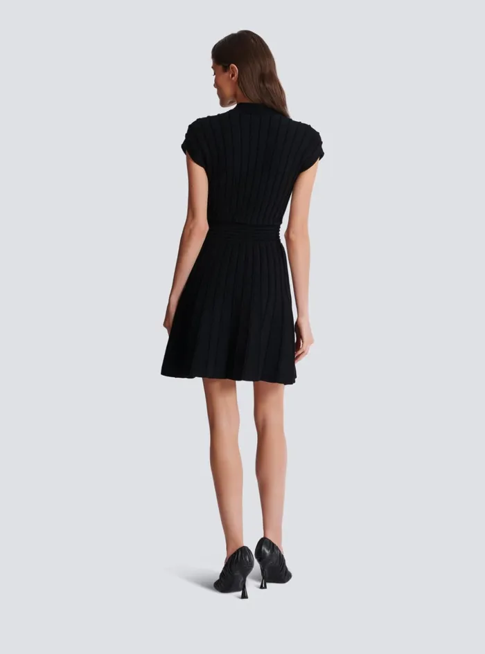 Short Velvet Dress With Buttons Black Women Balmain Dresses