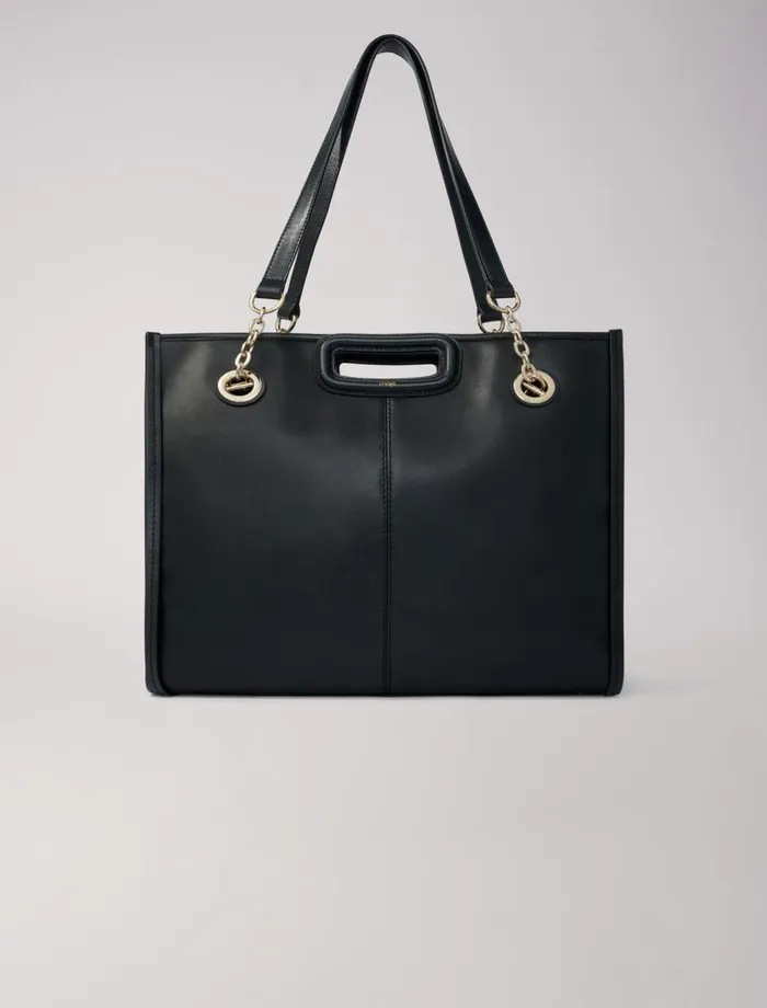 Shoulder Bags Women Maje Leather Tote Bag Black