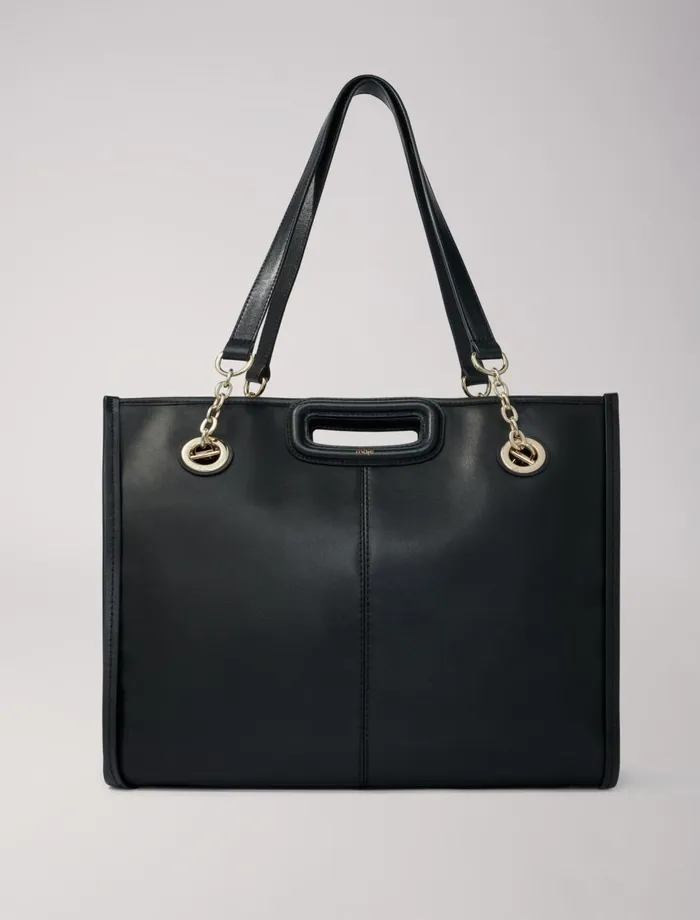 Shoulder Bags Women Maje Leather Tote Bag Black