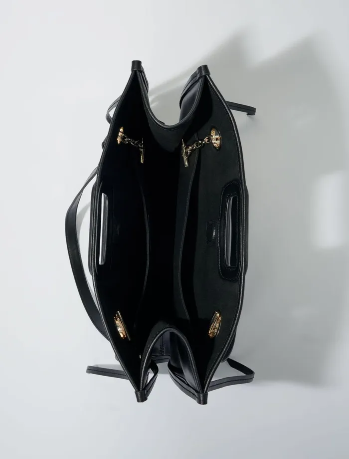 Shoulder Bags Women Maje Leather Tote Bag Black