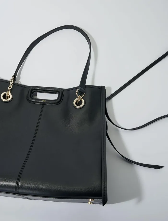 Shoulder Bags Women Maje Leather Tote Bag Black