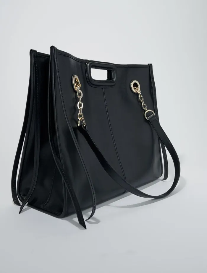 Shoulder Bags Women Maje Leather Tote Bag Black