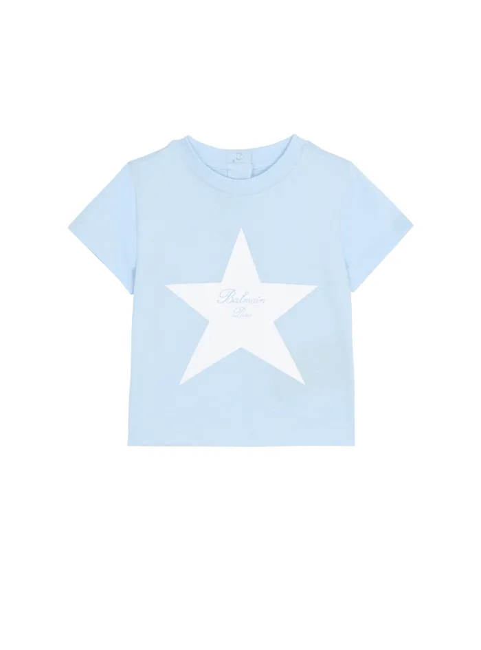Signature Star Tshirt Blue Kids Balmain