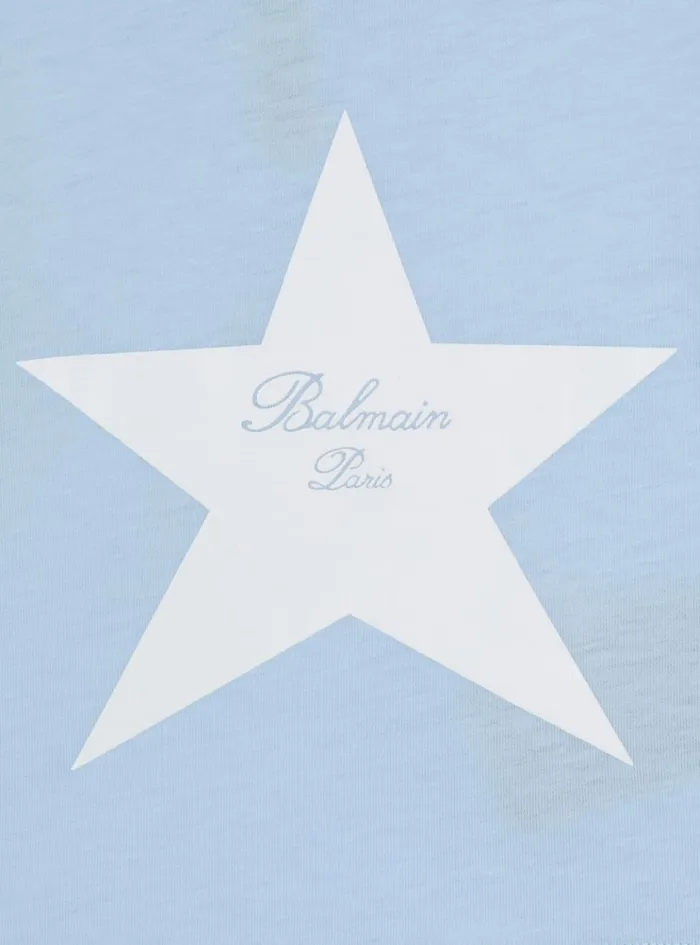 Signature Star Tshirt Blue Kids Balmain