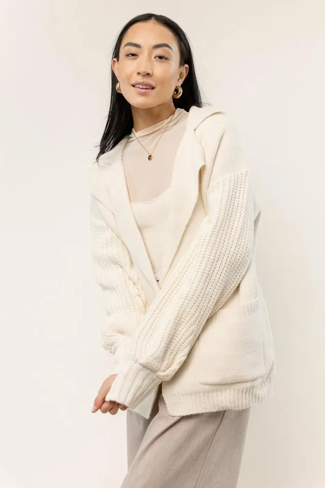 Siv Open Front Cardigan Oatmeal Women Bohme Tops