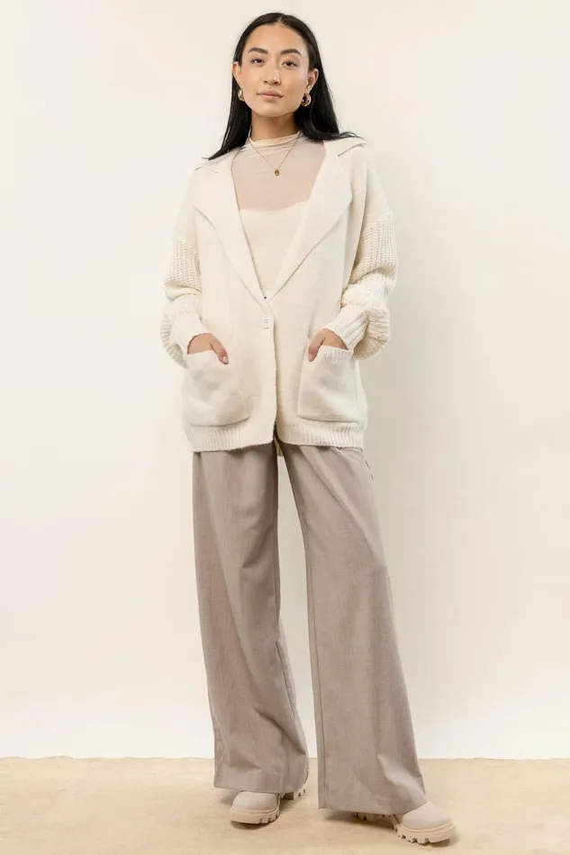 Siv Open Front Cardigan Oatmeal Women Bohme Tops