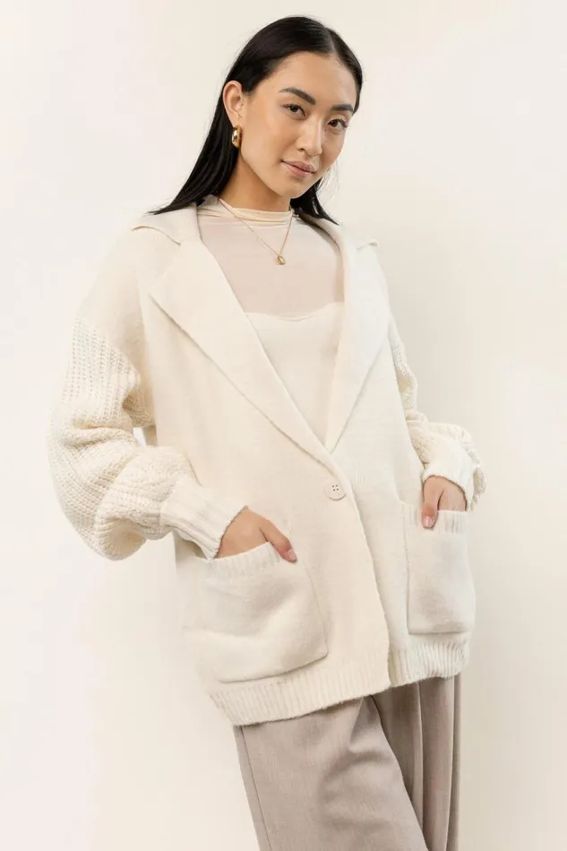 Siv Open Front Cardigan Oatmeal Women Bohme Tops