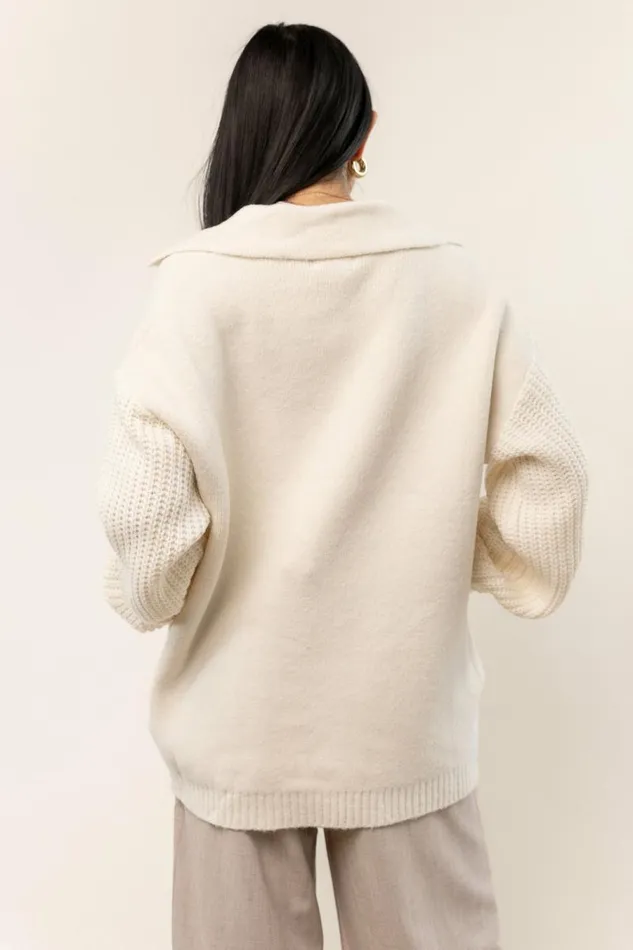Siv Open Front Cardigan Oatmeal Women Bohme Tops