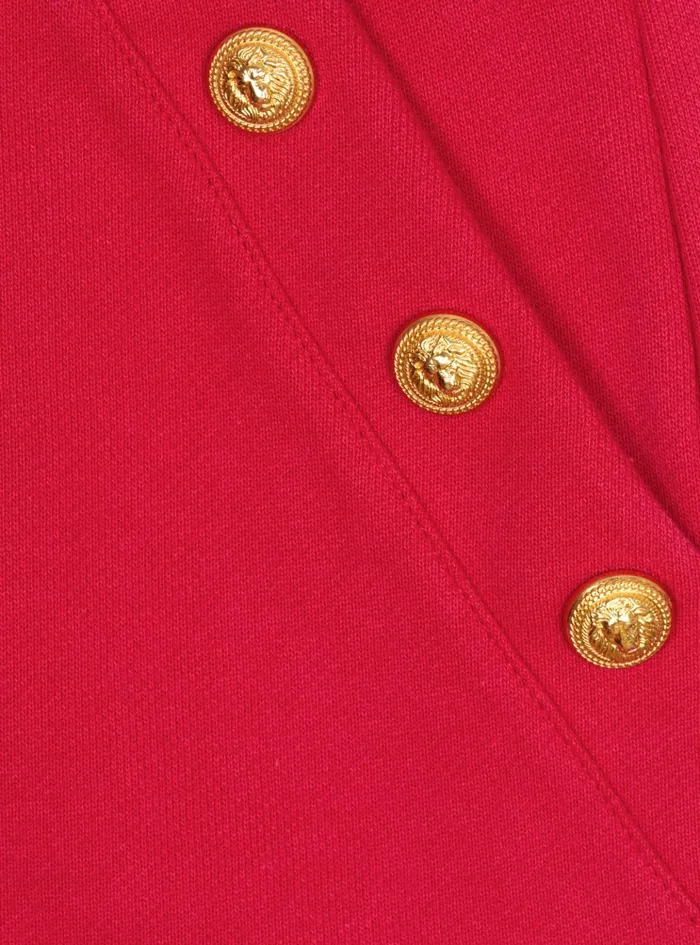 Skirt With Embossed Buttons Pink Kids Balmain