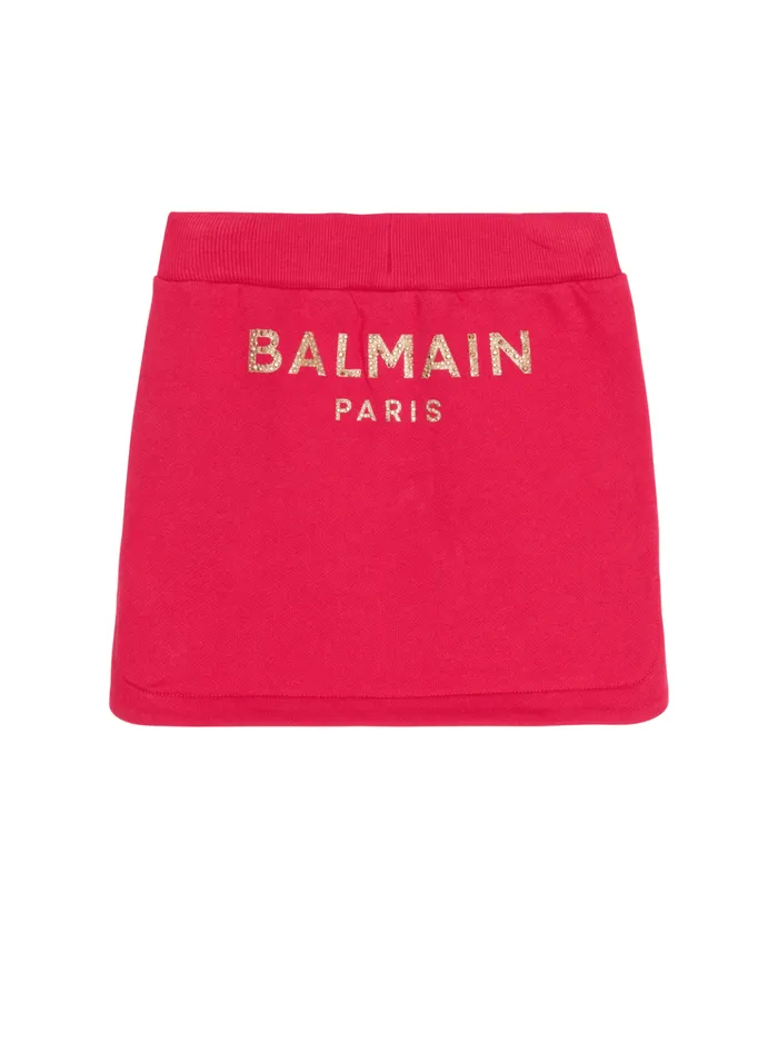 Skirt With Embossed Buttons Pink Kids Balmain