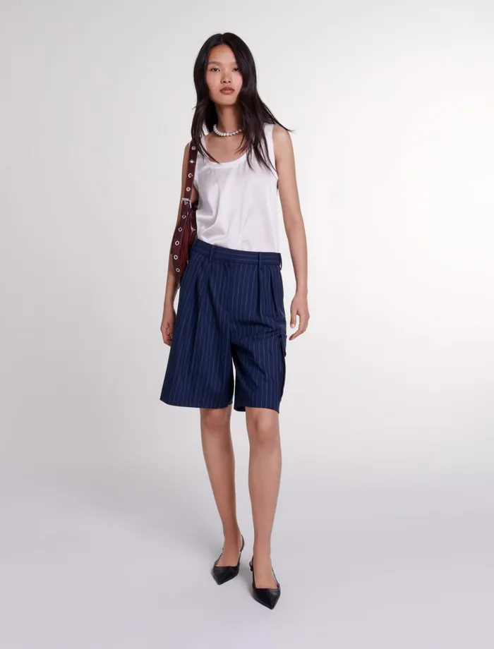 Skirts and Shorts Women Maje Striped Bermuda Shorts Navy Tennis Stripe