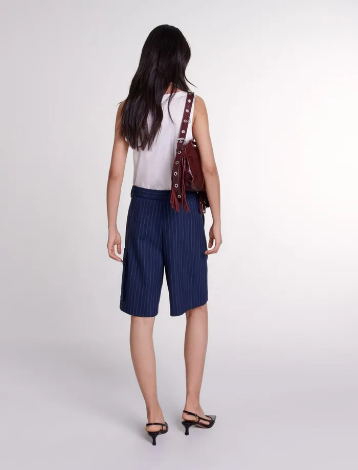 Skirts and Shorts Women Maje Striped Bermuda Shorts Navy Tennis Stripe