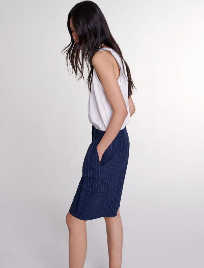 Skirts and Shorts Women Maje Striped Bermuda Shorts Navy Tennis Stripe