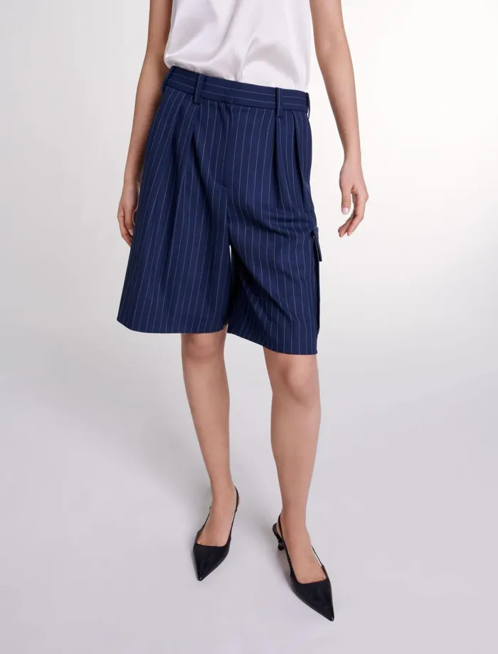 Skirts and Shorts Women Maje Striped Bermuda Shorts Navy Tennis Stripe