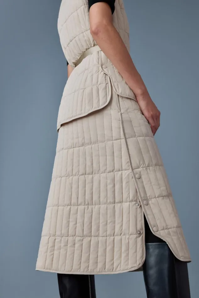 Skirts Women Mackage ANJA Vertical Quilted Down Midi Skirt Black
