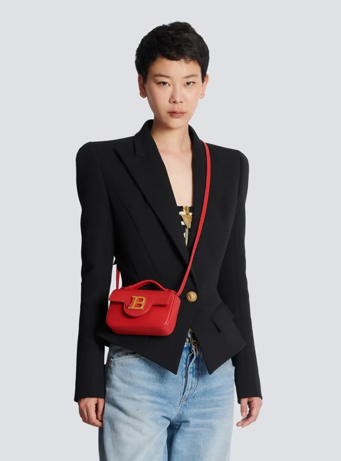 Smooth Leather BBuzz Mini Bag Red Women Balmain Handbags