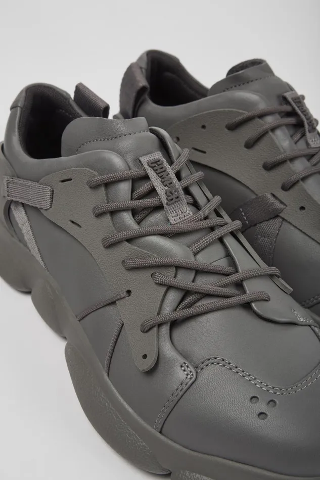 Sneakers Men Camper Karst Gray Leather And Textile Sneakers