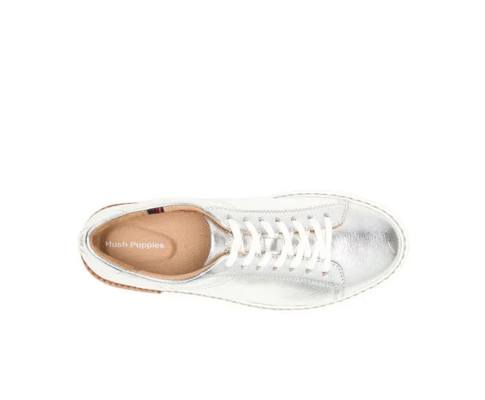 Sneakers Sabine Sneaker Silver Metallic Leather Hush Puppies Women Sneakers Sabine Sneaker Silver Metallic Leather Hush Puppies Women