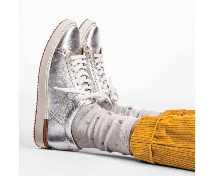 Sneakers Sabine Sneaker Silver Metallic Leather Hush Puppies Women Sneakers Sabine Sneaker Silver Metallic Leather Hush Puppies Women