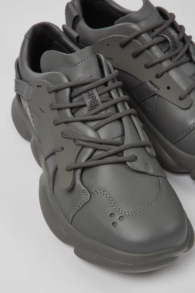 Sneakers Women Camper Karst Gray Leather And Textile Sneakers