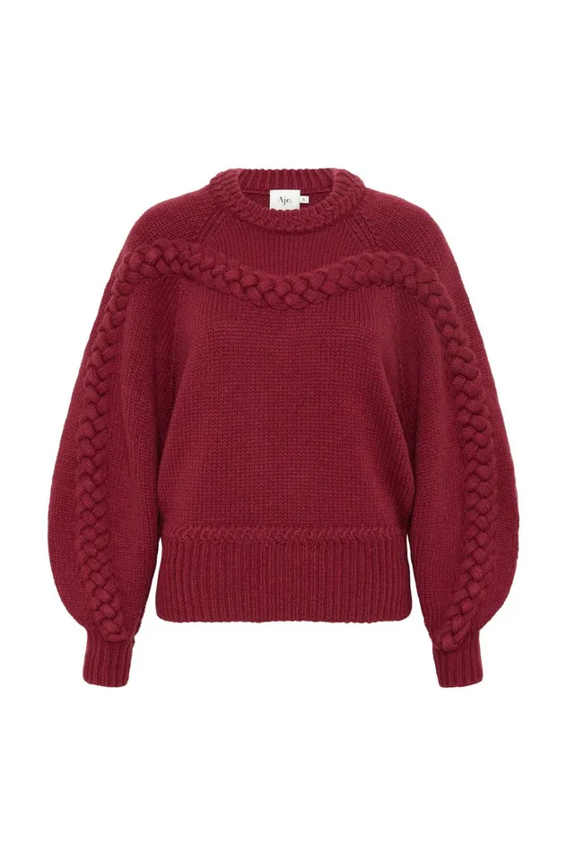 Somerled Braided Knit Mahogany Red Women Aje Knitwear 038 Jumpers