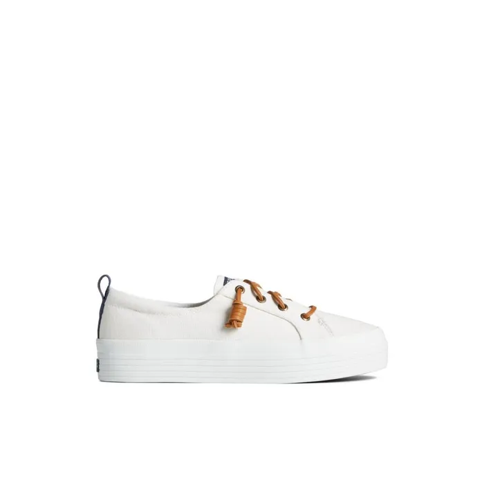 Sperry Crest Triple Sneaker White Textile Canvas Women Sneakers