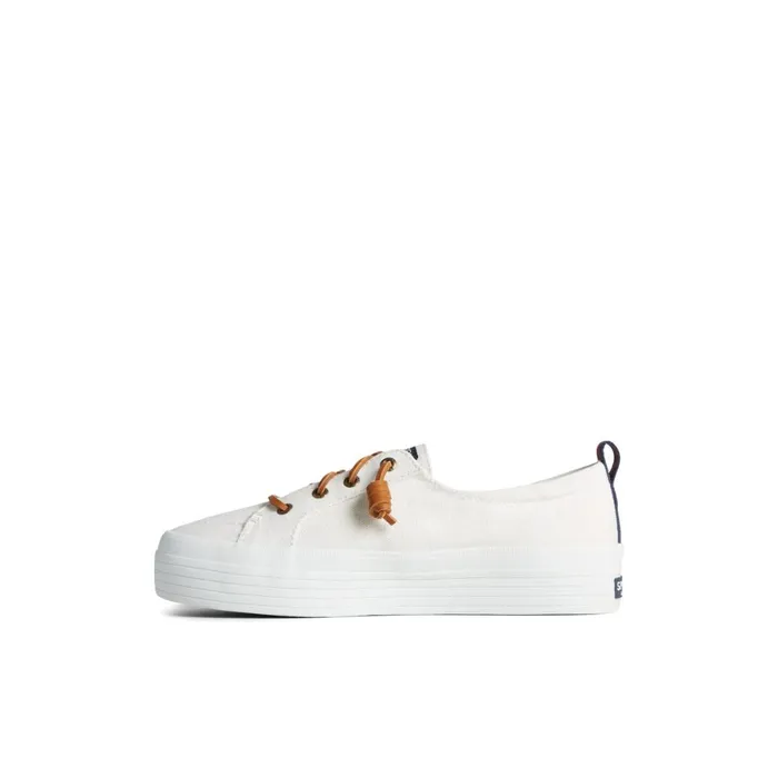 Sperry Crest Triple Sneaker White Textile Canvas Women Sneakers