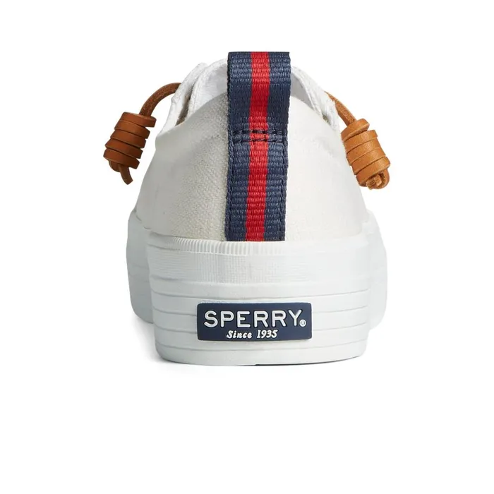 Sperry Crest Triple Sneaker White Textile Canvas Women Sneakers
