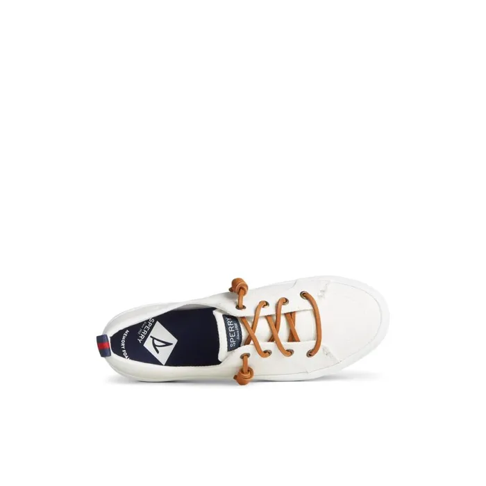 Sperry Crest Triple Sneaker White Textile Canvas Women Sneakers