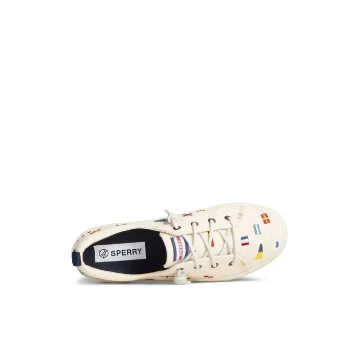 Sperry Crest Vibe Nautical Flag Sneaker White Women Sneakers