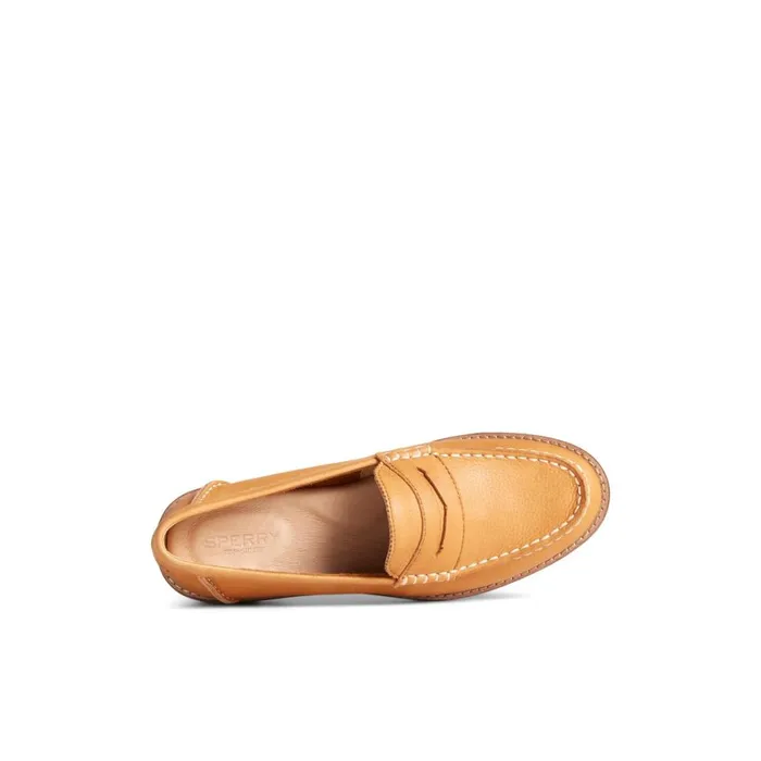 Sperry Seaport Penny Leather Loafer Medium Beige Women Oxfords and Loafers